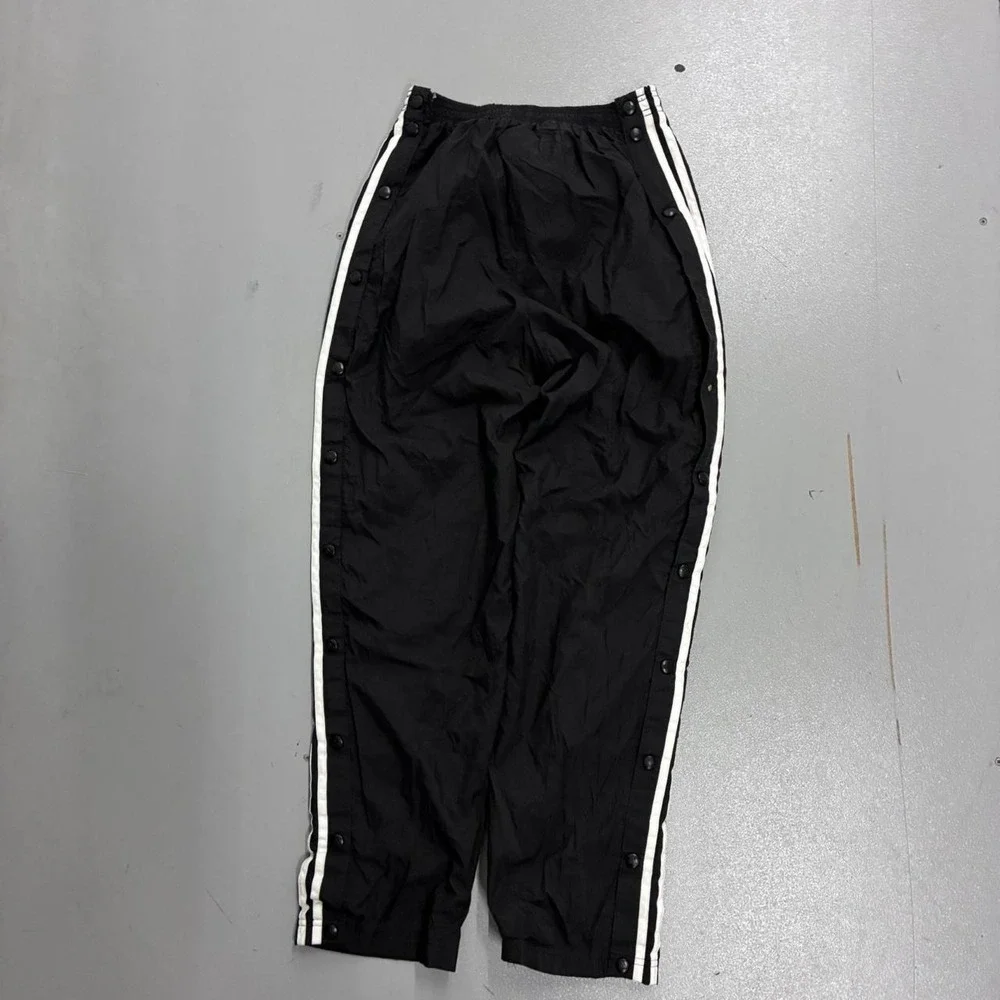 Vintage 90s Adidas Track Pants Mens Small Black Snap Breakaway Nylon RN88387